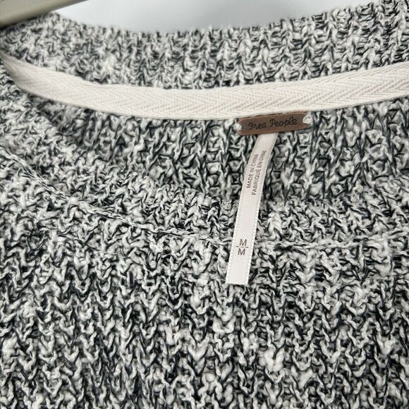 Free People Electric City Sweater Marled Black Pullover Knit Crew Neck Size M - Picture 10 of 11